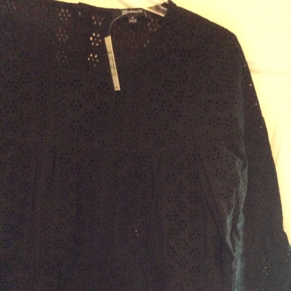 MADEWELL Eyelet Tiered Button Up Back Top M Blk - Picture 7 of 7